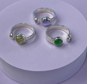 Кольцо "Поцелуйчик" цветное стекло, серебро