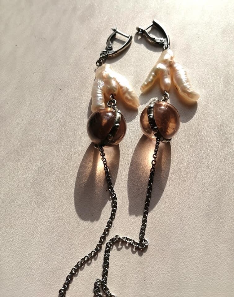 Серьги с лапчатым жемчугом