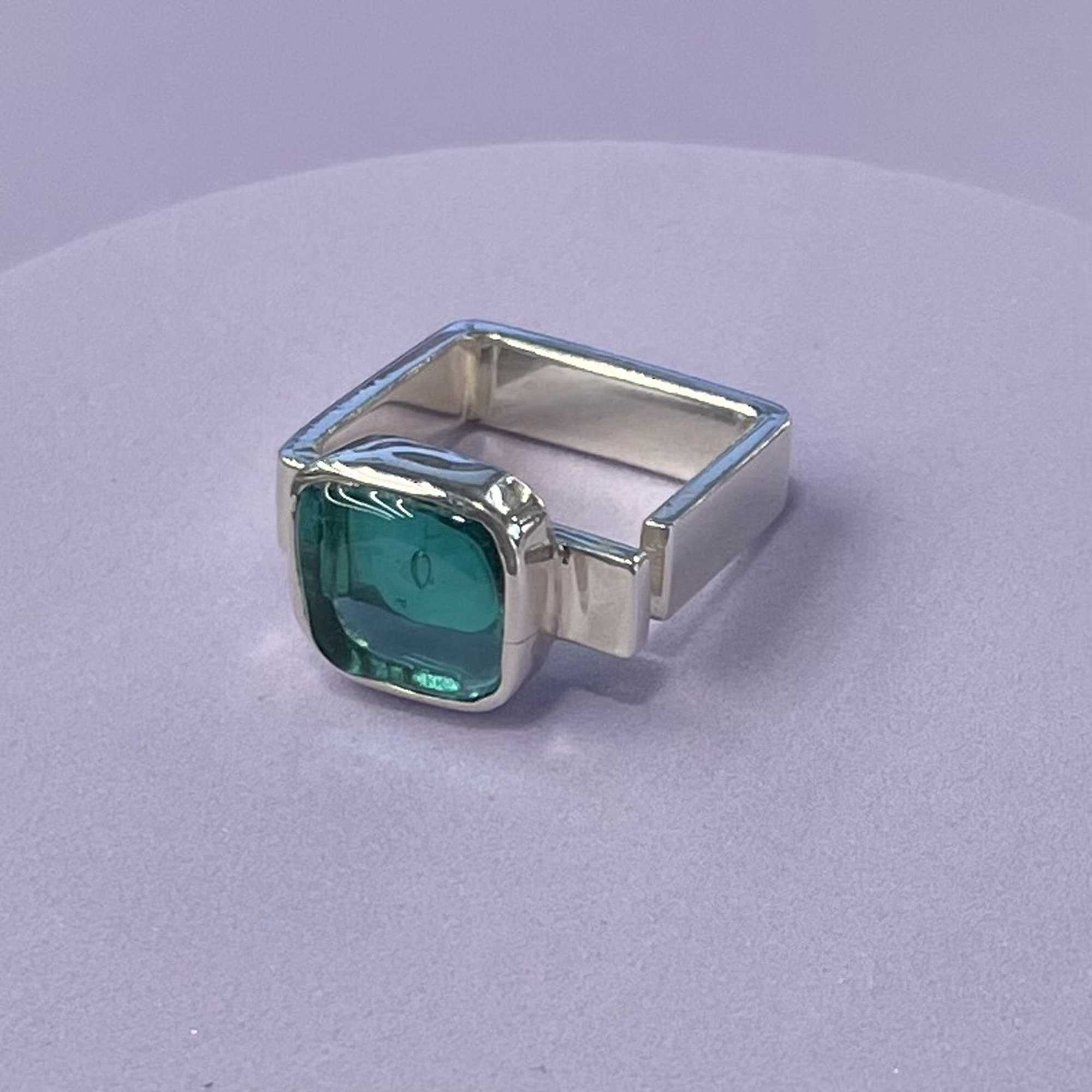 Кольцо "Геометрия", стекло, серебро