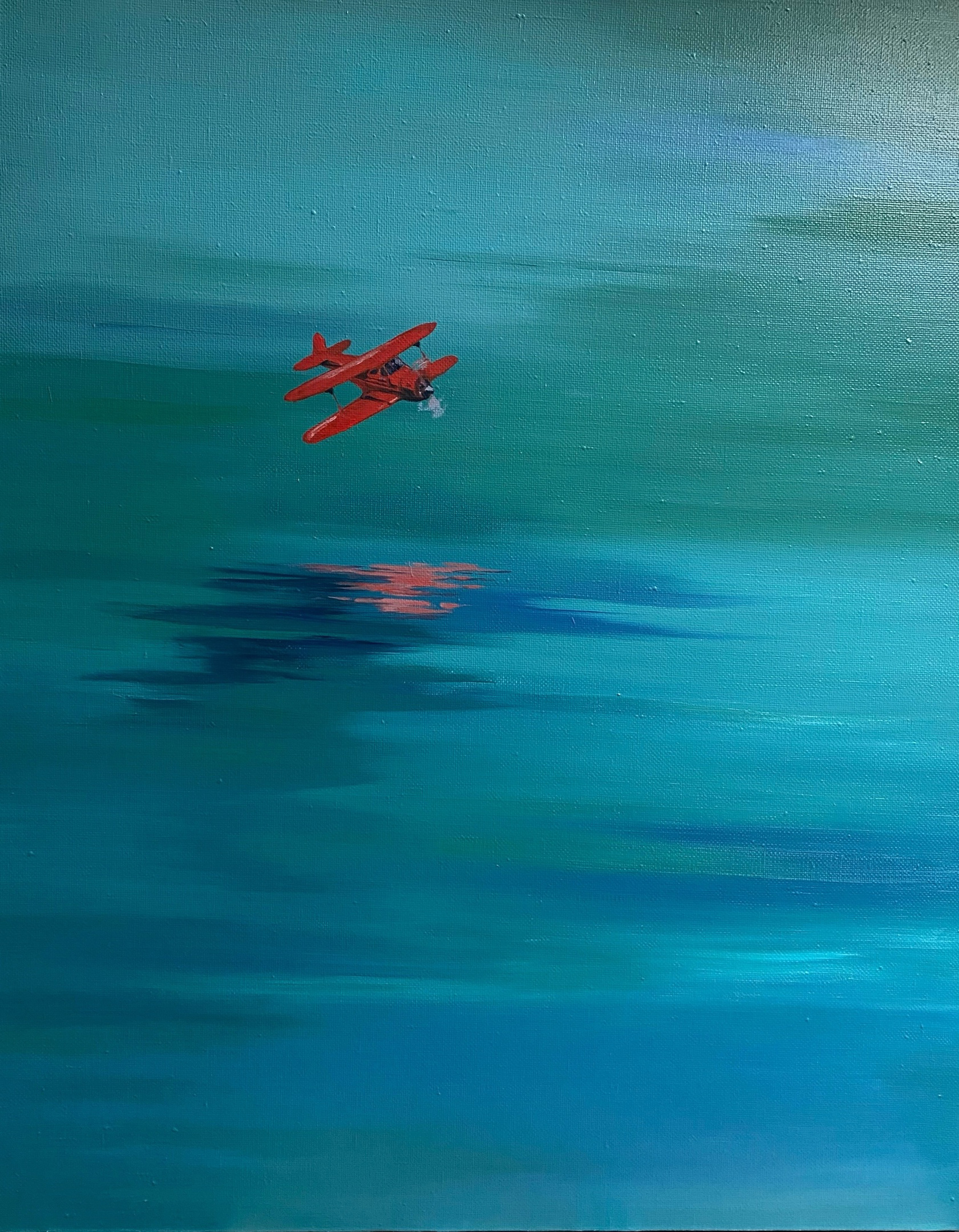 Красный самолет и море