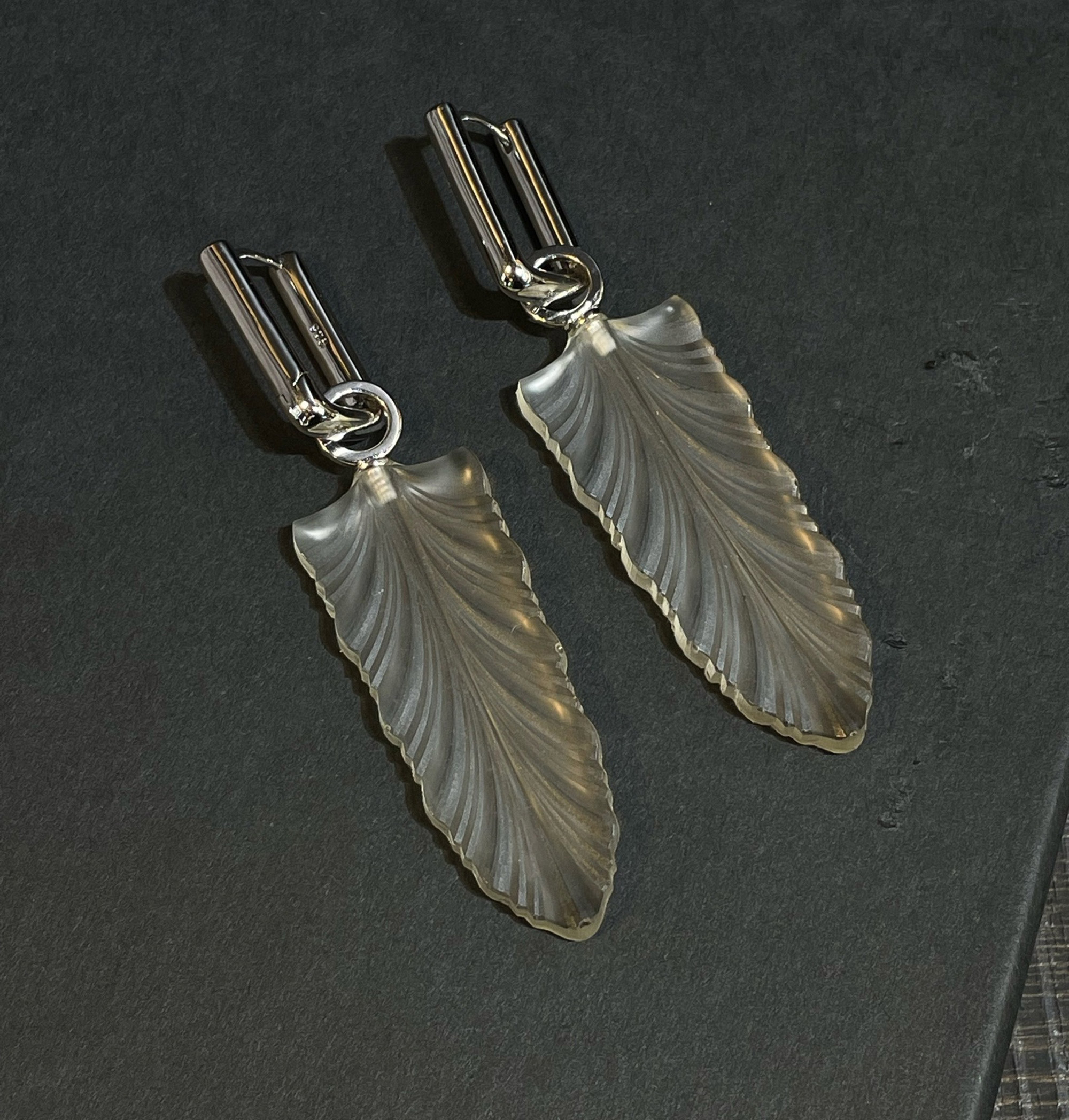 Серьги Пёрышки прозрачные