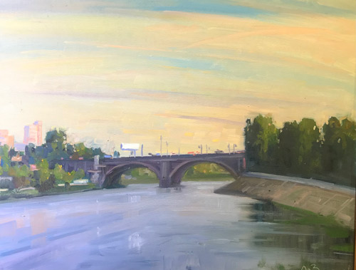 Утро в Иркутске. Мост через Ангару