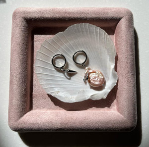 Серьги с барочным жемчугом розовым